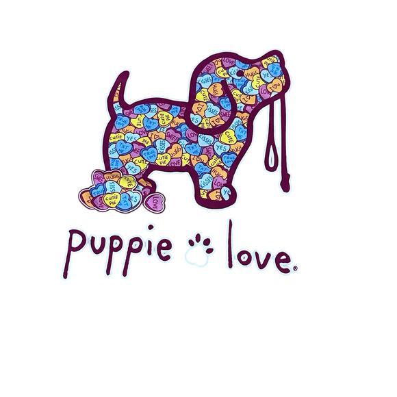 Puppie Love Rescue Pink Long Sleeve Shirt Medium Valentines Candy Hearts Dog NWT - Picture 3 of 8